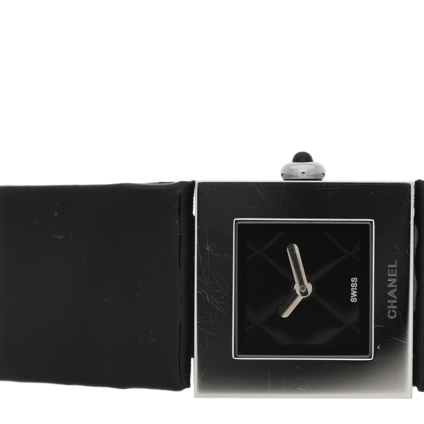 Stainless Steel Patent 19mm Matelasse Quartz Watch Black