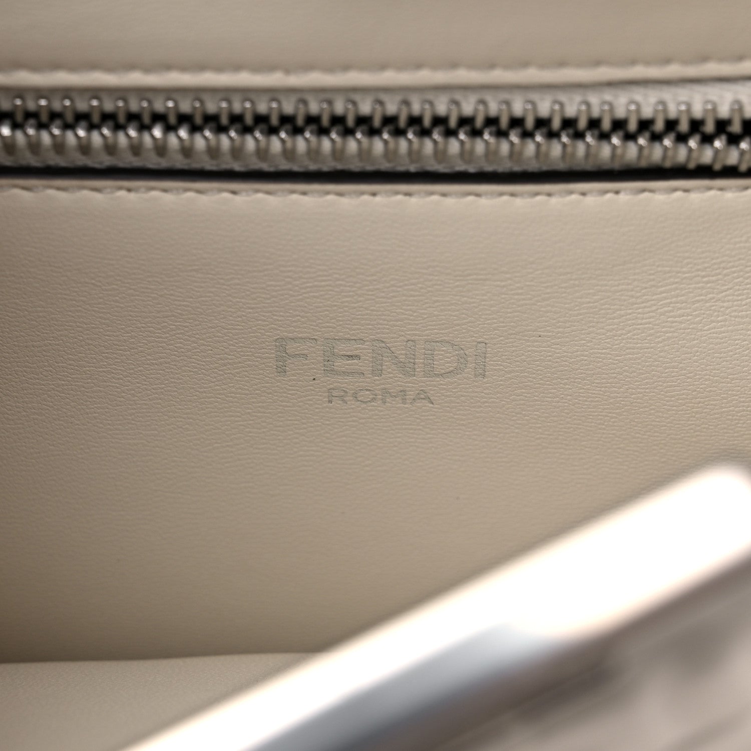Fendi X SARAH COLEMAN Nappa FF Fish Eye Embossed Mini Peekaboo I SEE U Satchel White Ice 7 of 9