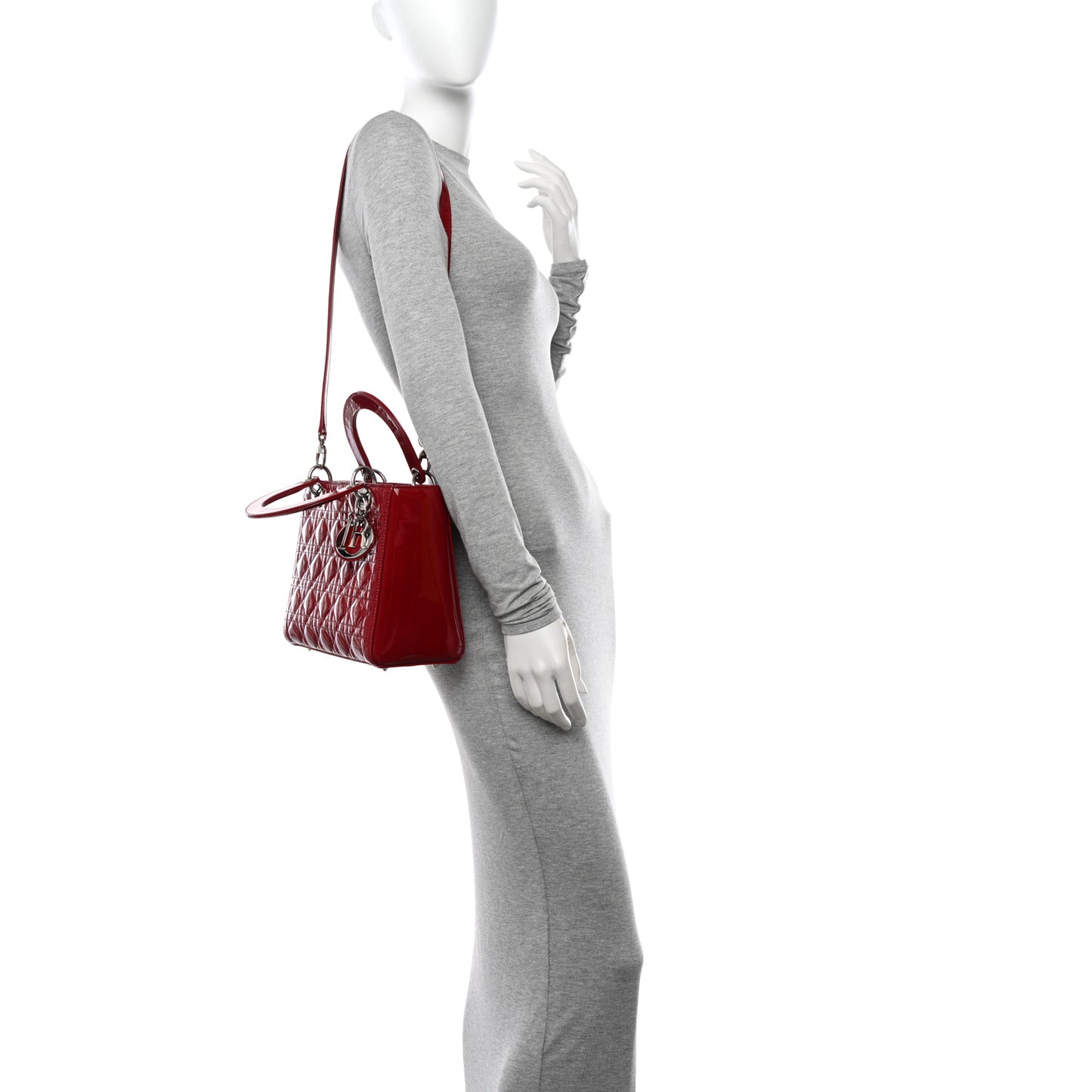 Patent Cannage Medium Lady Dior Burgundy Red