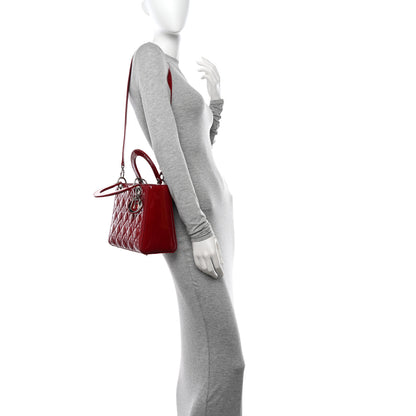 Christian Dior Patent Cannage Medium Lady Dior Burgundy Red 2 of 10