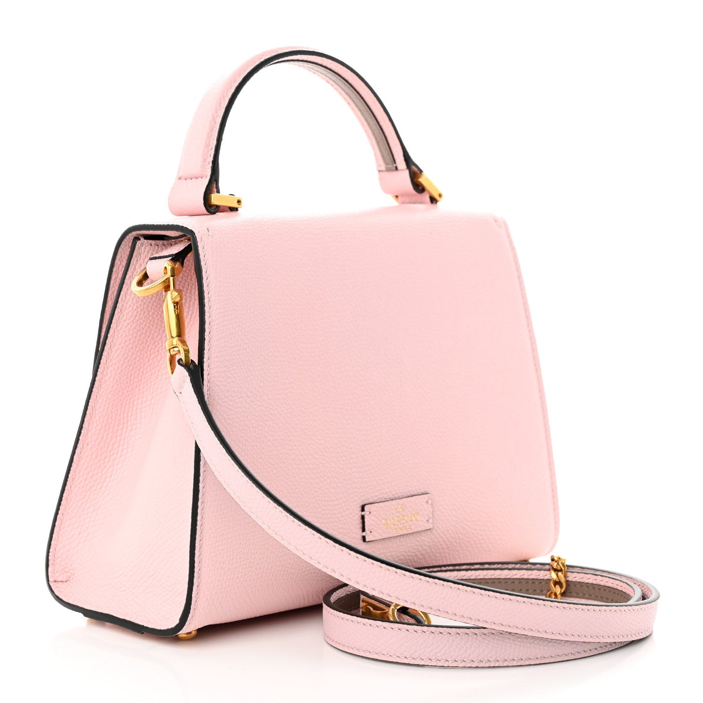 Grainy Calfskin Small VSling Top Handle Bag Rose Quartz