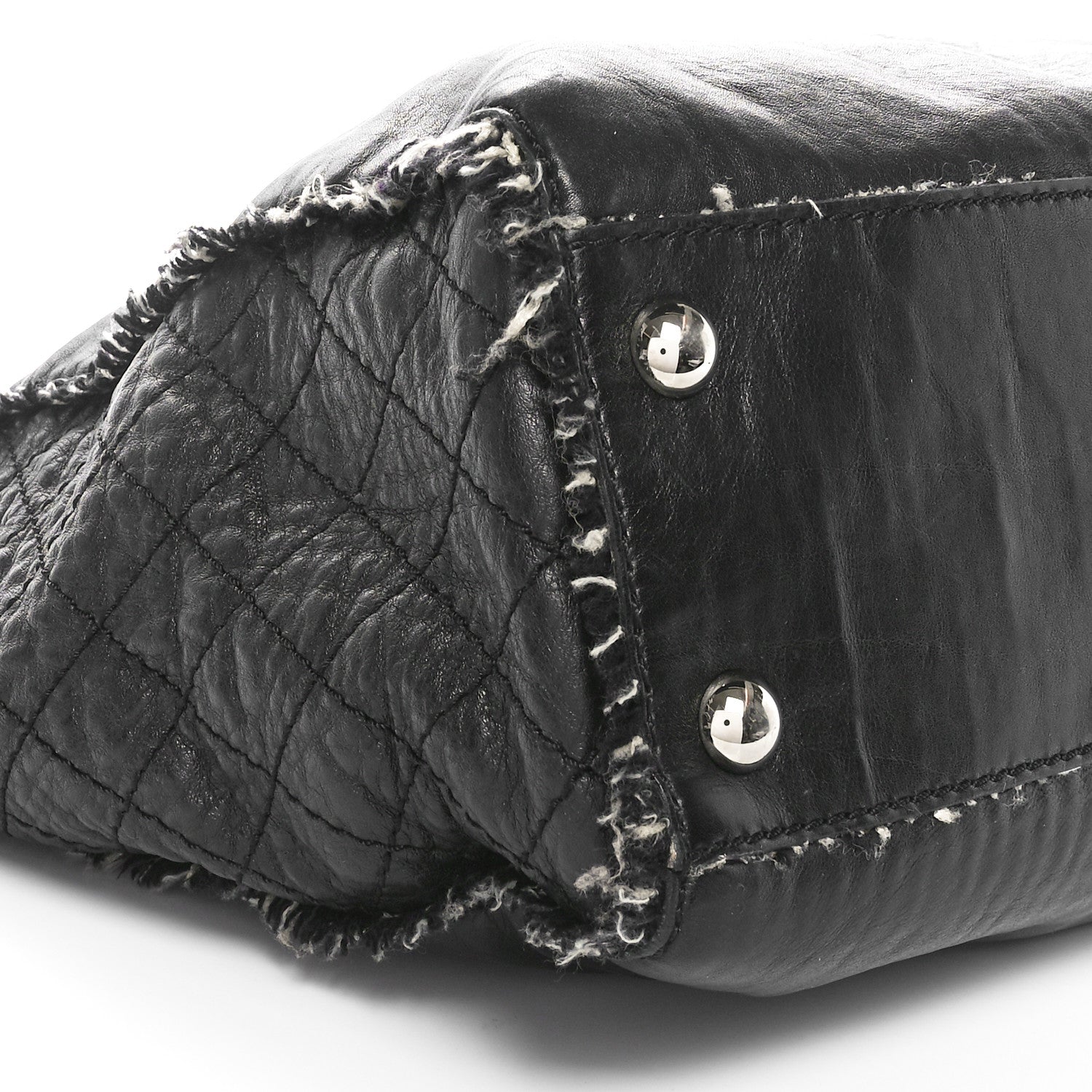 Chanel Glazed Calfskin Tweed Tweedy Shopping Tote Black 9 of 11