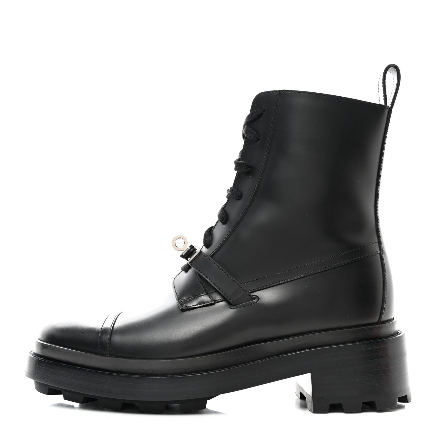 Glossed Calfskin Funk Ankle Boots 37.5 Black