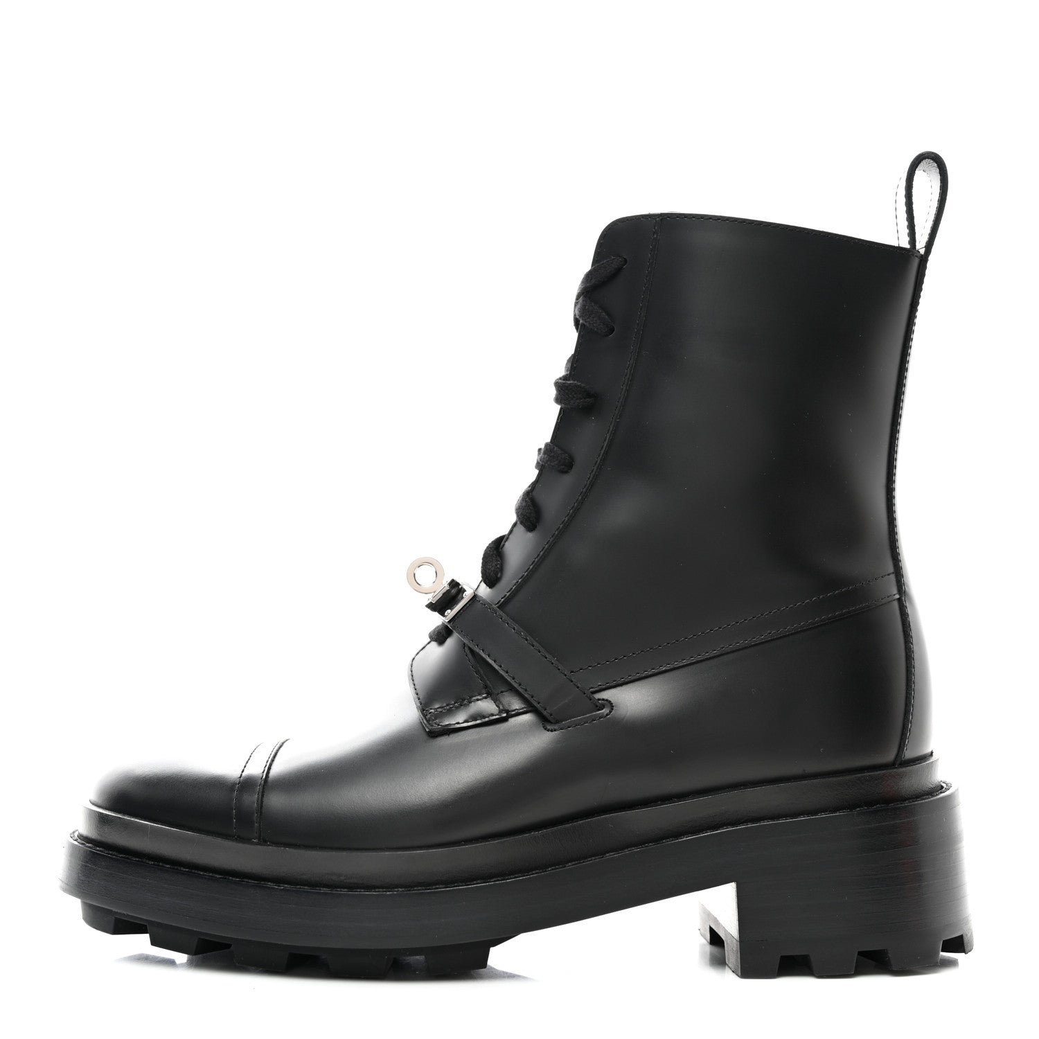 Hermes Glossed Calfskin Funk Ankle Boots 37.5 Black 1 of 9