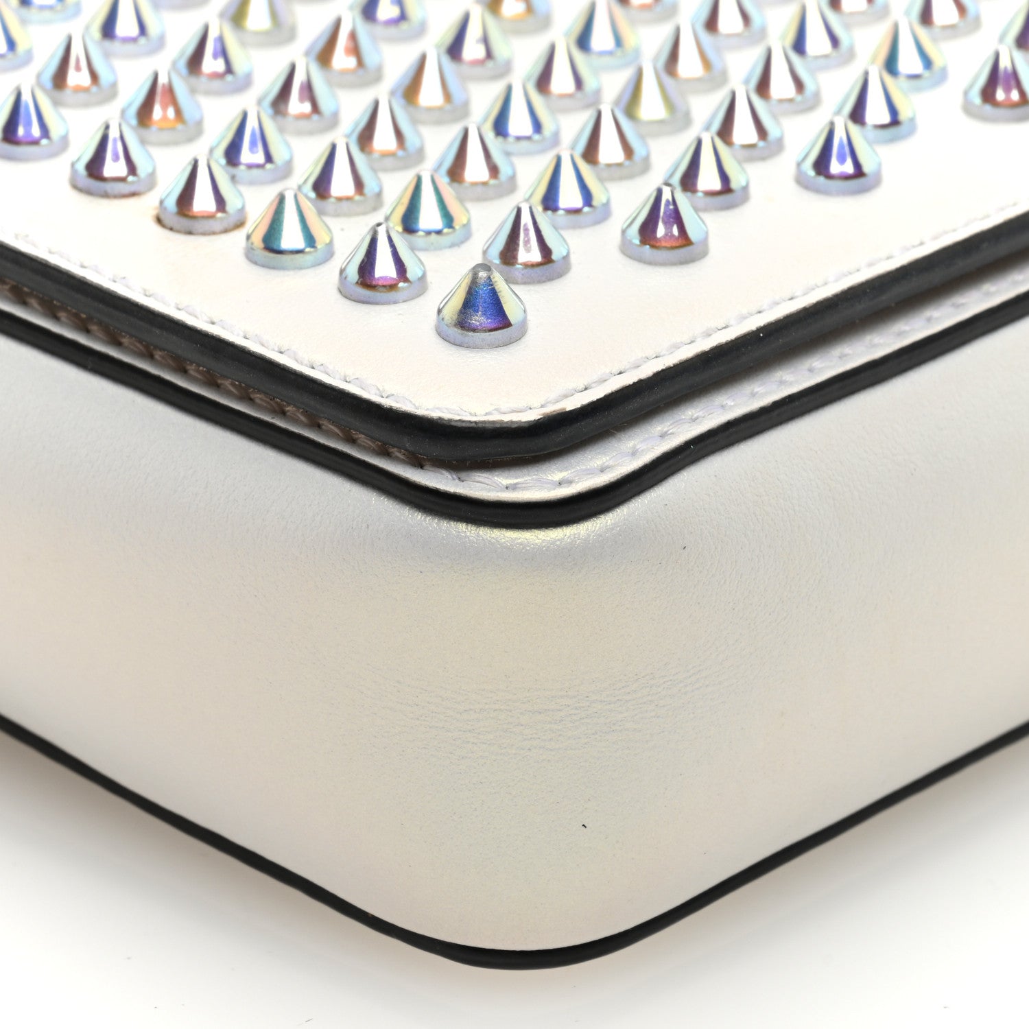 Christian Louboutin Metallic Calfskin Spiked Zoompouch Crossbody Snow Silver 8 of 9