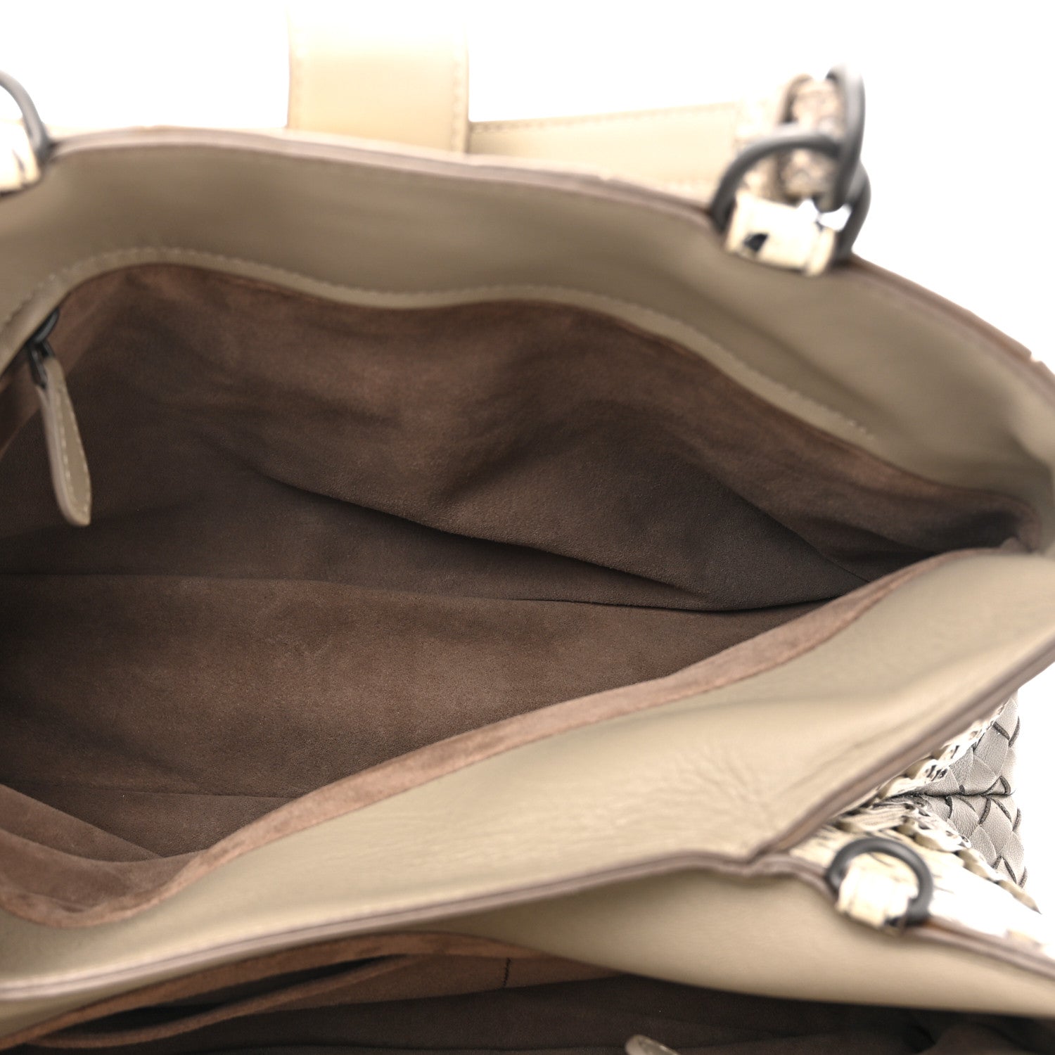 Bottega Veneta Nappa Intrecciato Snakeskin Small Flow Wave Tote Taupe Multicolor 5 of 11