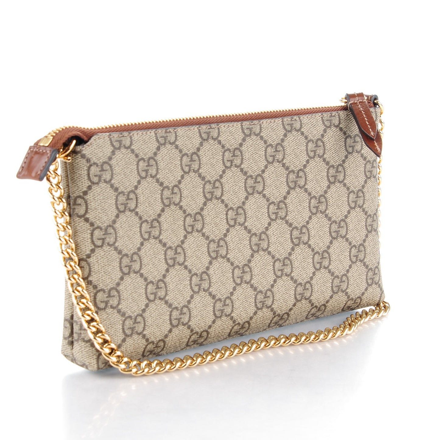 GG Supreme Monogram Wrist Wallet Brown