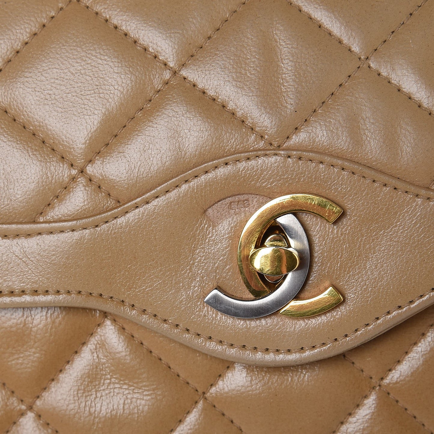 Lambskin Quilted Medium Single Flap Beige