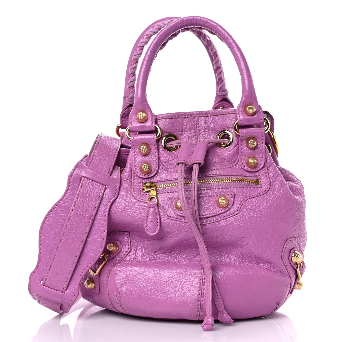 Agneau Giant 12 Gold Hardware Mini Pompon Rose Berlingot