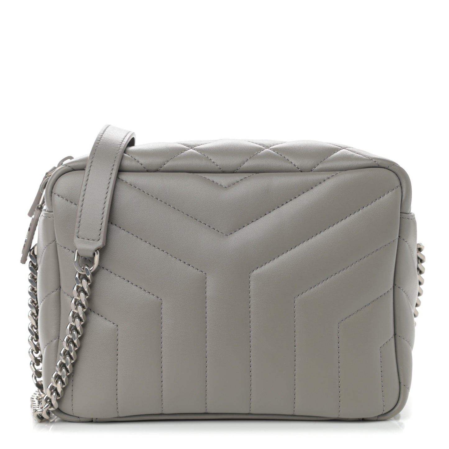 Calfskin Y Quilted Monogram Small Loulou Bowling Bag Light Gray