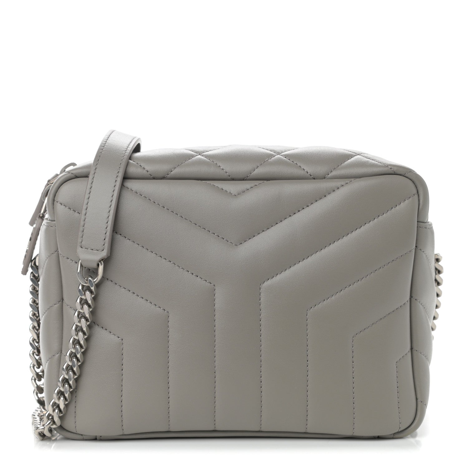 Saint Laurent Calfskin Y Quilted Monogram Small Loulou Bowling Bag Light Gray 1 of 11
