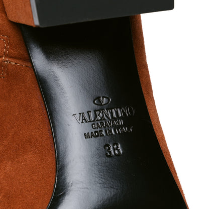 Valentino Garavani Suede VLogo Side Zip 45mm Ankle Boots 38 Bright Cognac 5 of 5