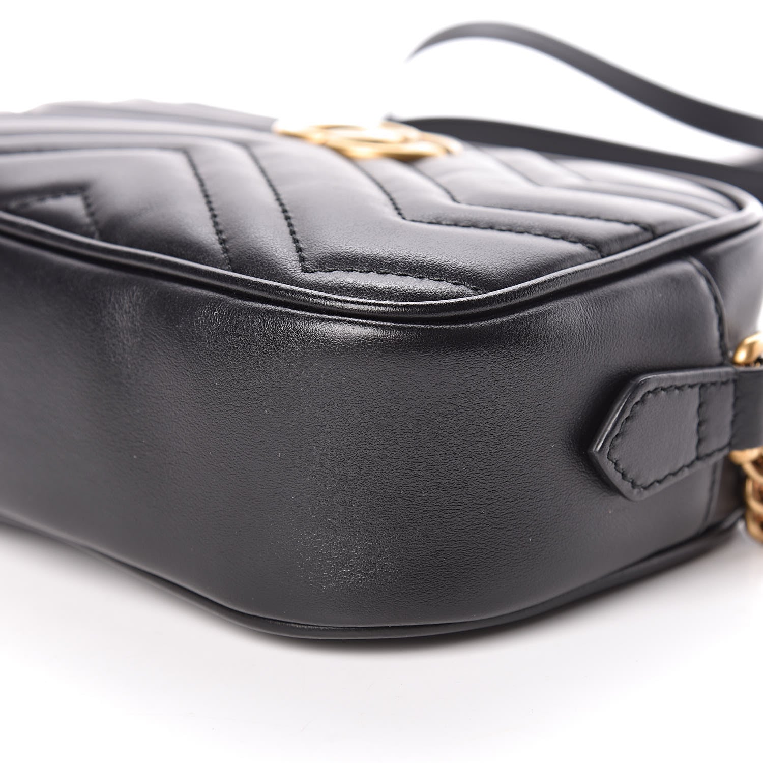 Gucci Calfskin Matelasse Mini GG Marmont Chain Shoulder Bag Black 10 of 10