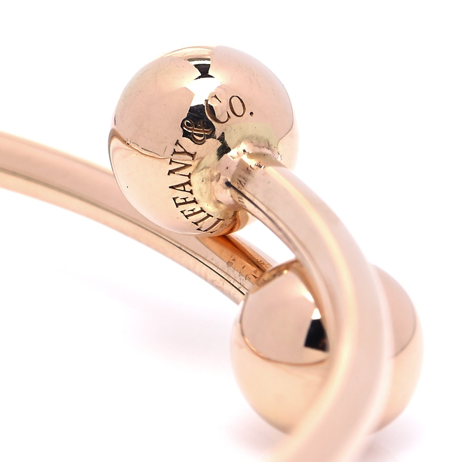Tiffany 18K Rose Gold 8mm HardWear Ball Bypass Bracelet 4 of 5