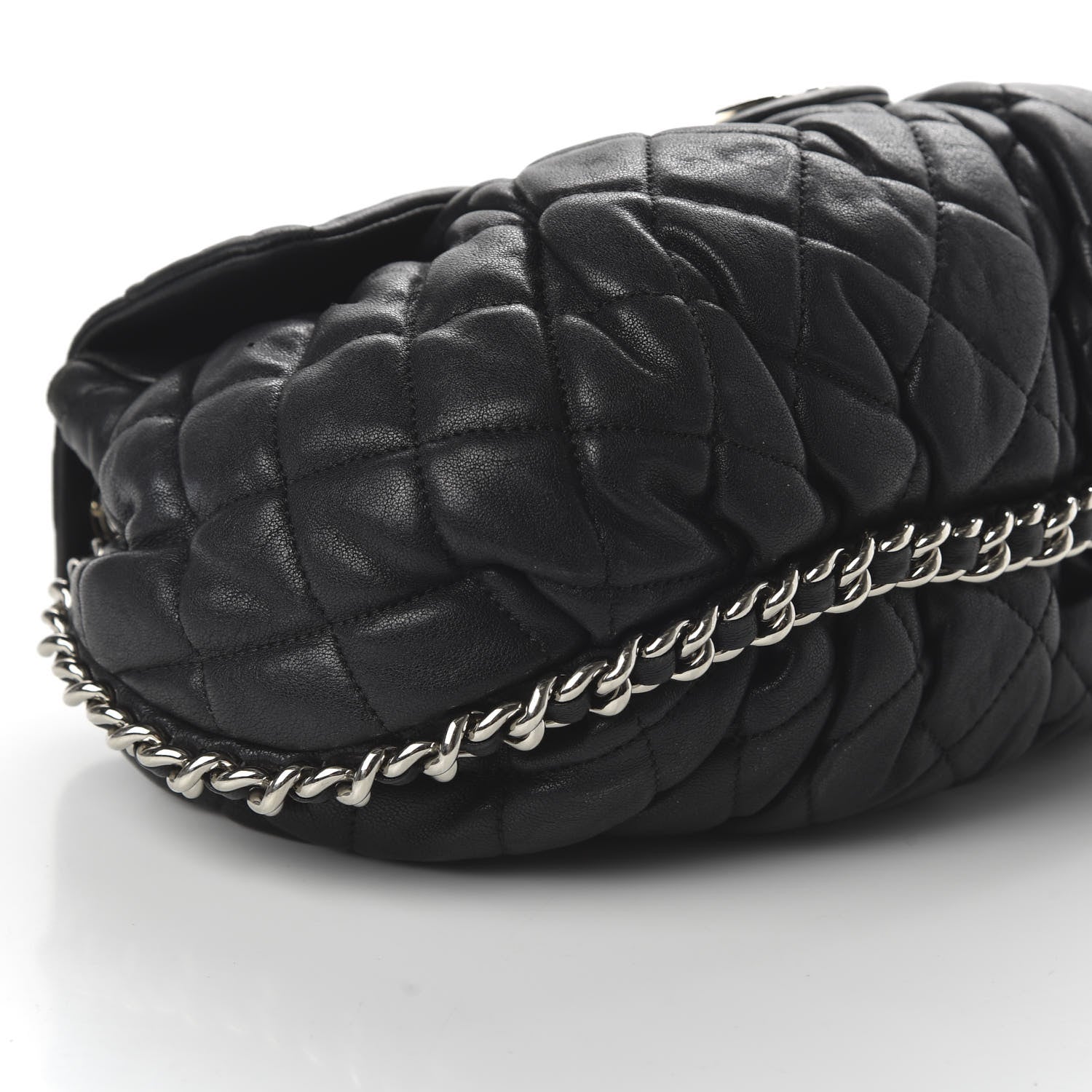 Chanel Washed Lambskin Quilted Medium Chain Around Messenger Black 6 of 10