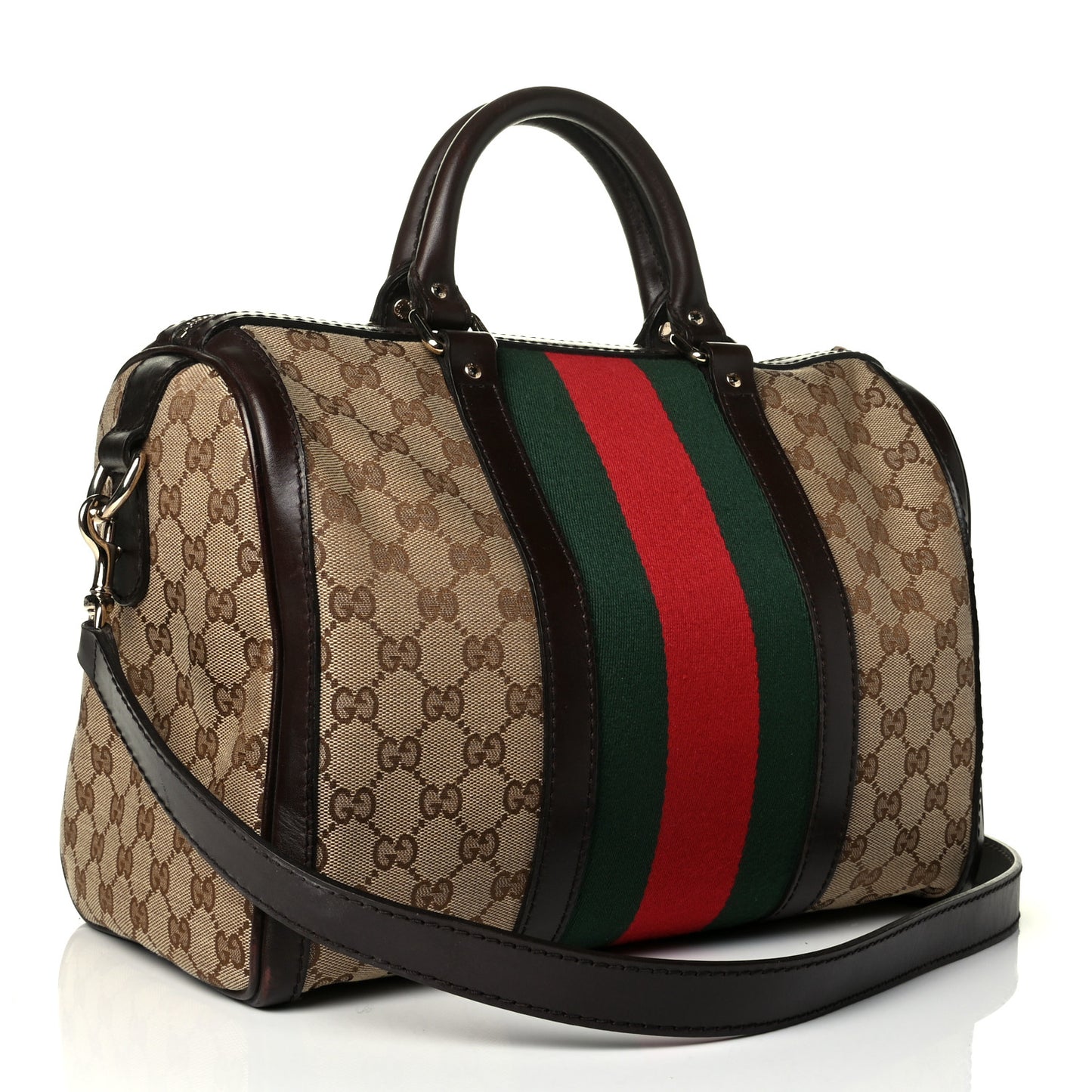 Monogram Vintage Web Medium Boston Dark Brown