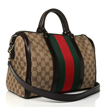 Gucci Monogram Vintage Web Medium Boston Dark Brown 2 of 7