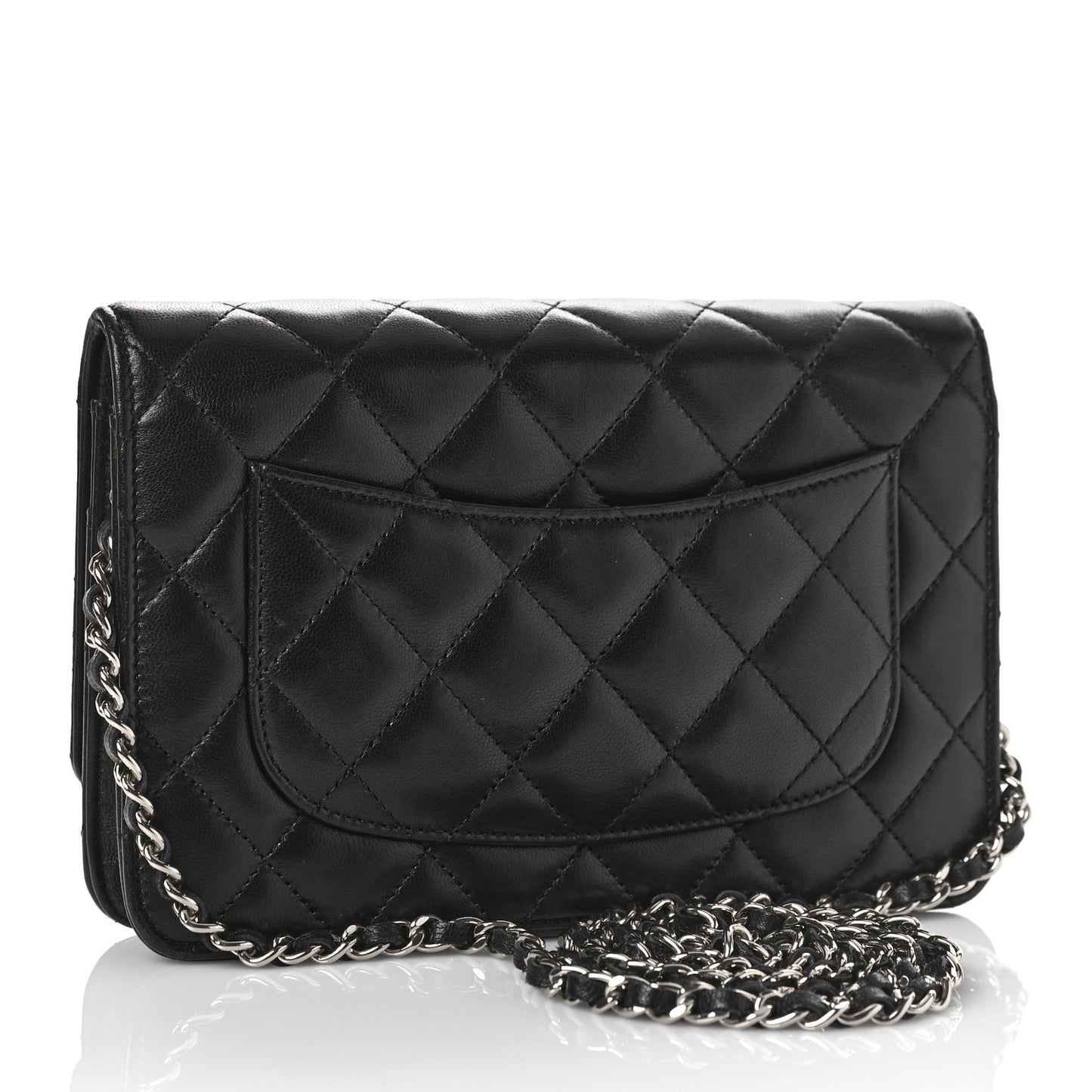 Lambskin Quilted Wallet On Chain WOC Black