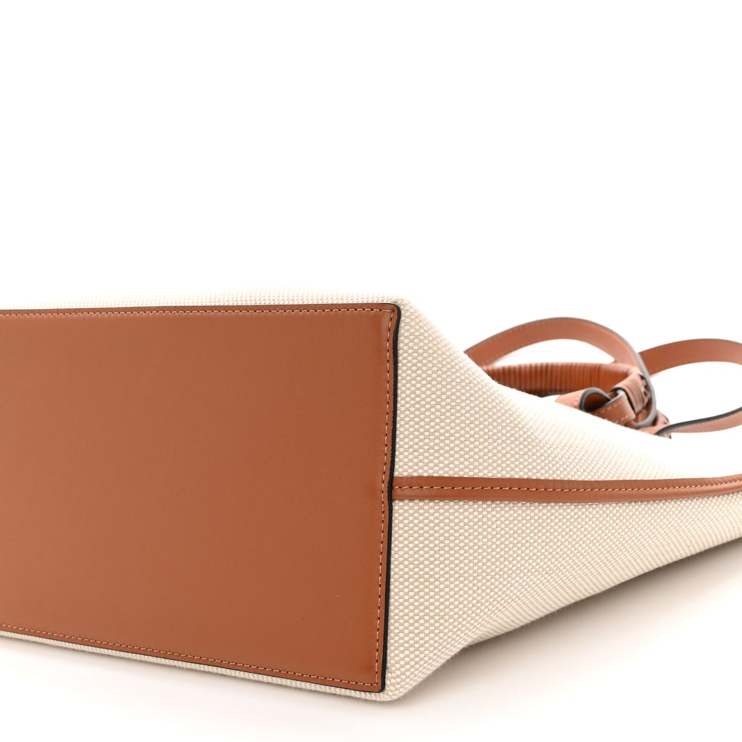 Canvas Calfskin Small Anagram Tote Ecru Tan