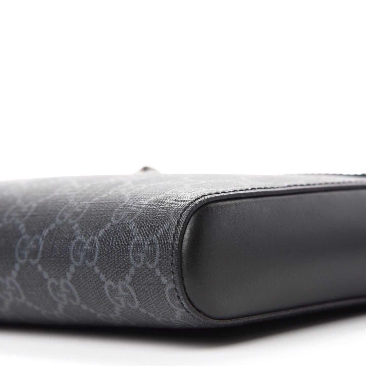 GG Supreme Monogram Web Small Flat Messenger Bag Black Grey