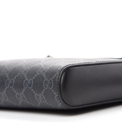 Gucci GG Supreme Monogram Web Small Flat Messenger Bag Black Grey 7 of 11