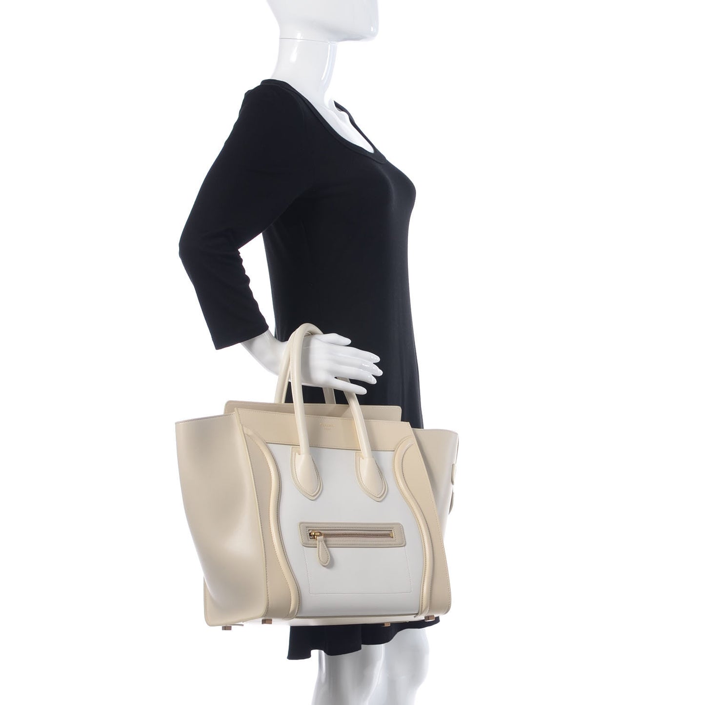 Smooth Calfskin Mini Tri-Color Luggage White
