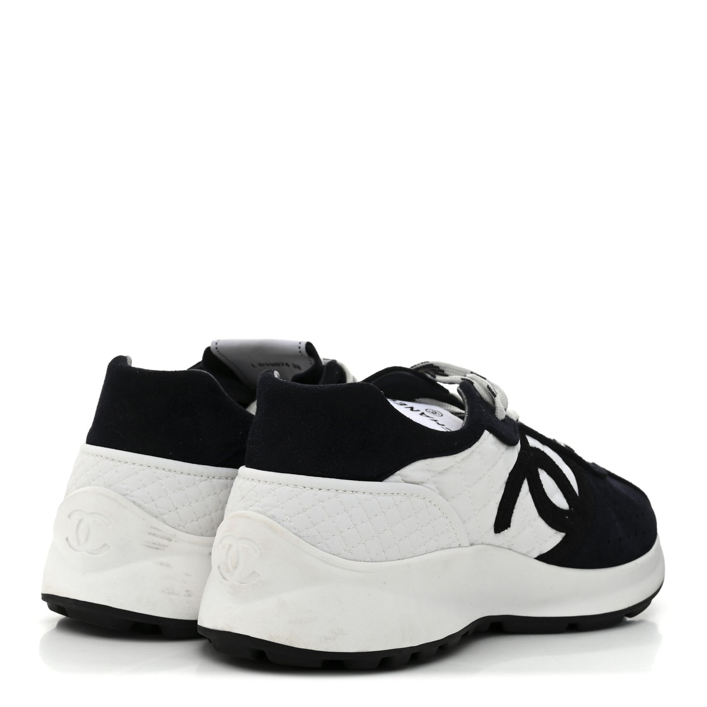 Fabric Suede Kidskin CC Sneakers 38 Dark Navy White