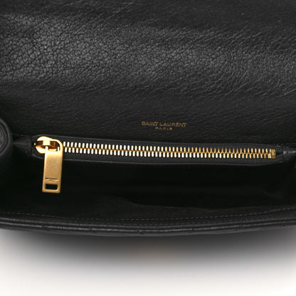 Saint Laurent Sheepskin Matelasse Chevron Monogram Medium College Bag Black 5 of 6