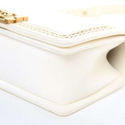 Chanel Lambskin Quilted Medium Chain Detail Boy Flap White 10 of 17