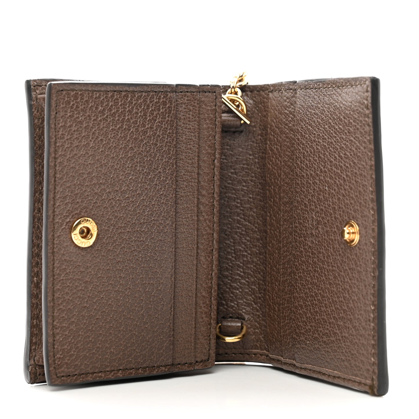 GG Supreme Monogram Web Ophidia Chain Card Case Wallet Beige New Acero