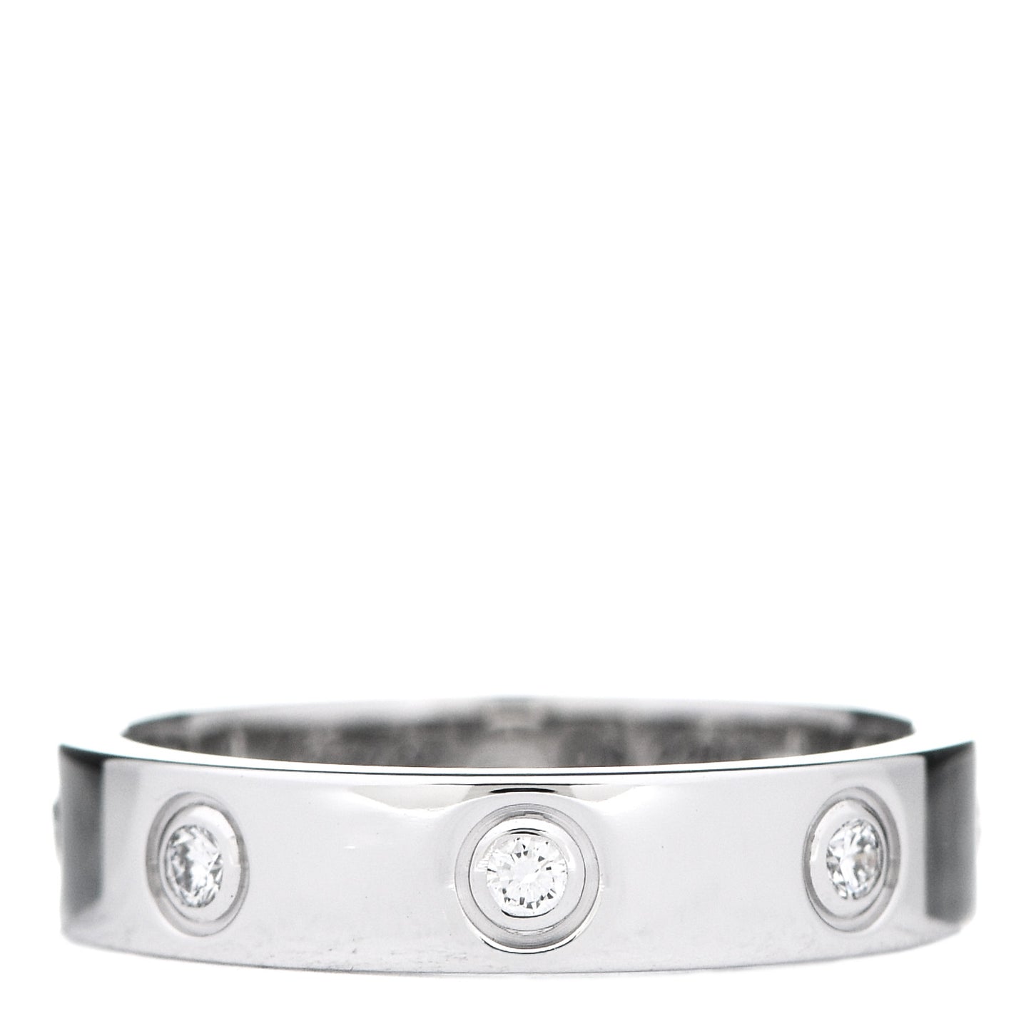 18K White Gold 8 Diamond 4mm Wedding Band LOVE Ring 51 5.75