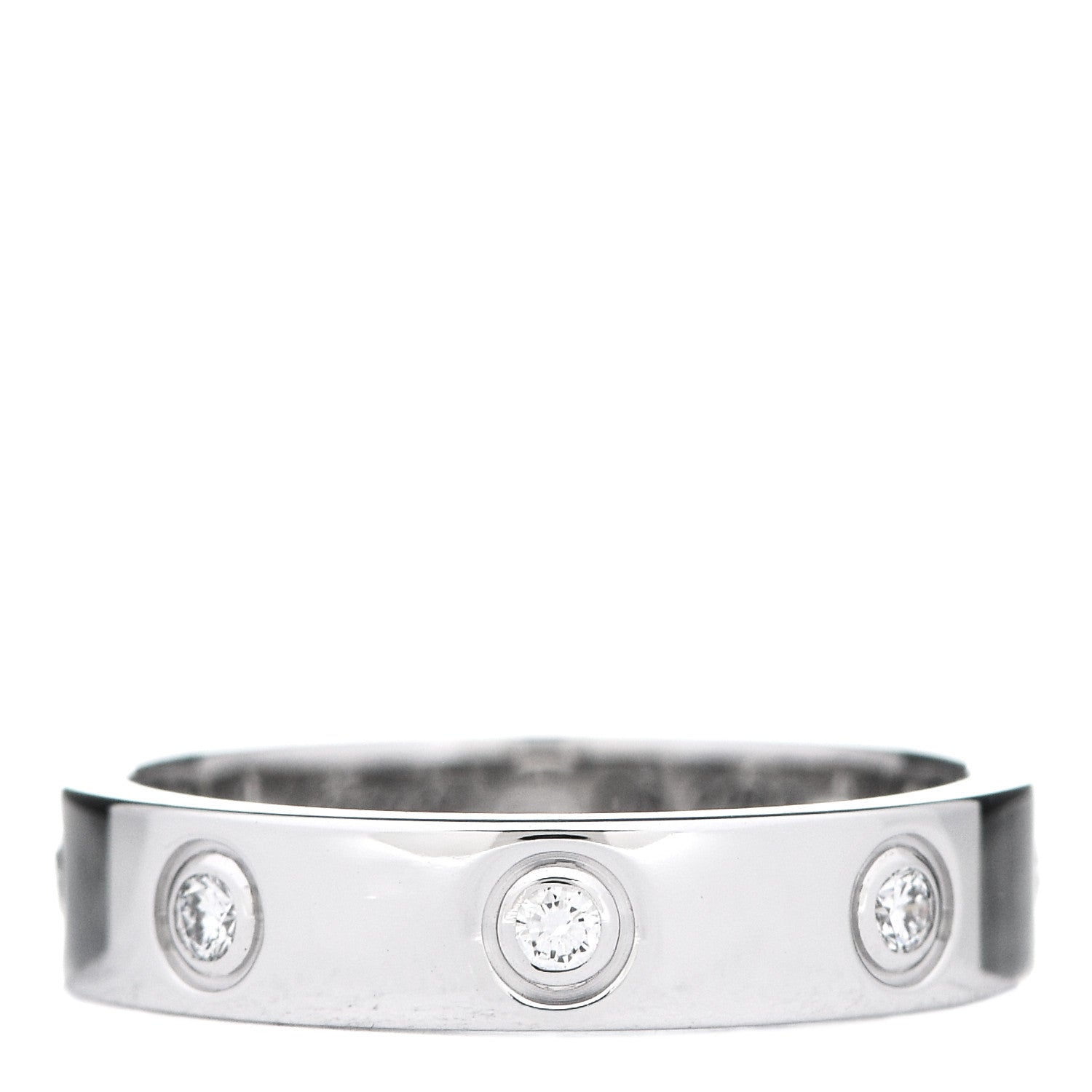 Cartier 18K White Gold 8 Diamond 4mm Wedding Band LOVE Ring 51 5.75 1 of 4