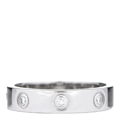 Cartier 18K White Gold 8 Diamond 4mm Wedding Band LOVE Ring 51 5.75 1 of 4