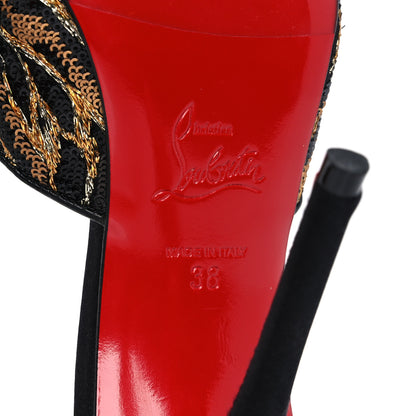 Christian Louboutin Satin Sequin Miss Z Ocelot 100 Mule 38 Black Multicolor 8 of 9
