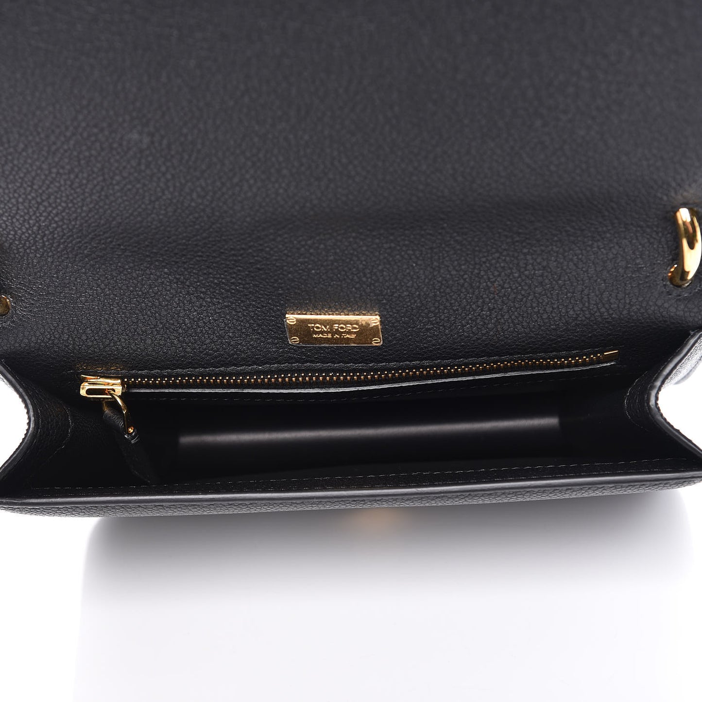 Grained Calfskin Tara Chain Shoulder Bag Black