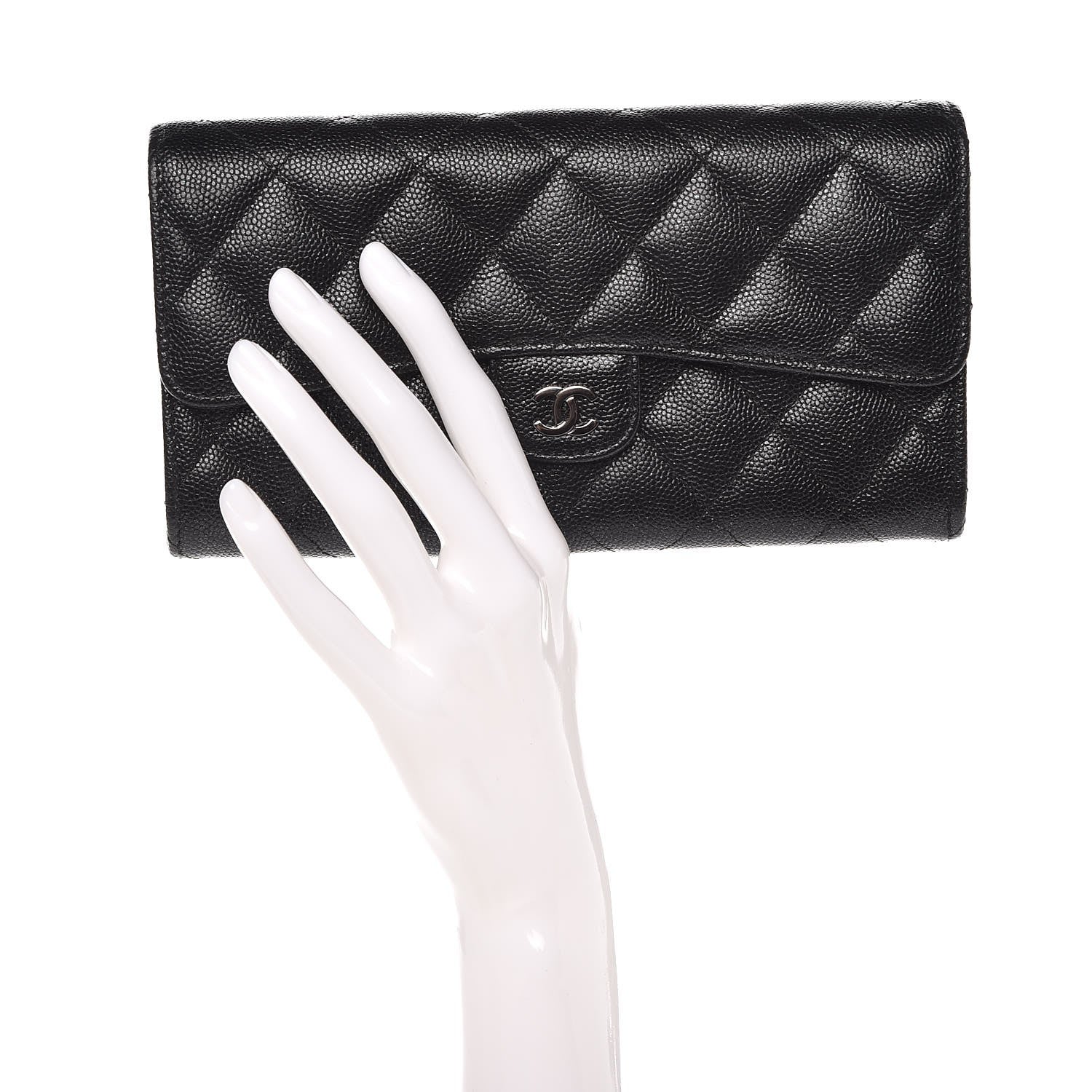 Chanel Iridescent Caviar Quilted Large Gusset Flap Wallet Black 2 of 9