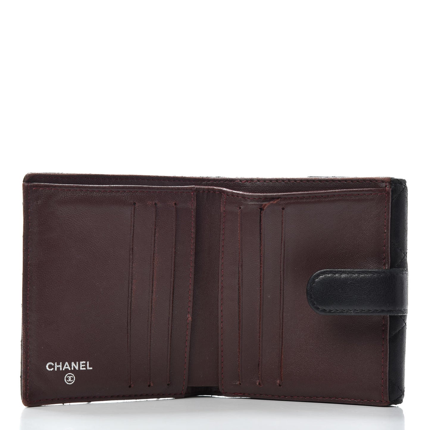 Lambskin Quilted Compact French Flap Wallet Black
