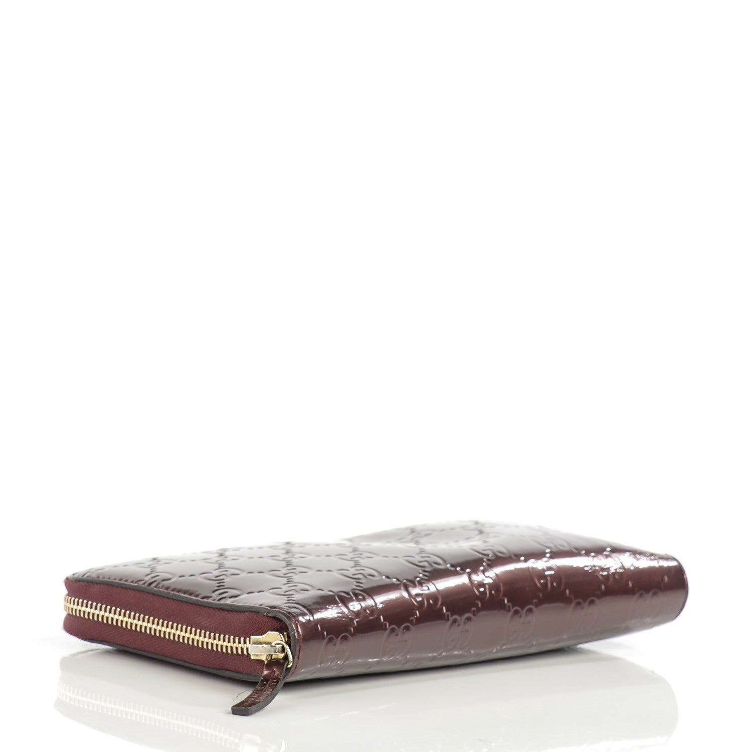 Gucci Patent Guccissima Zip Around Organizer Wallet Bordeaux 4 of 8