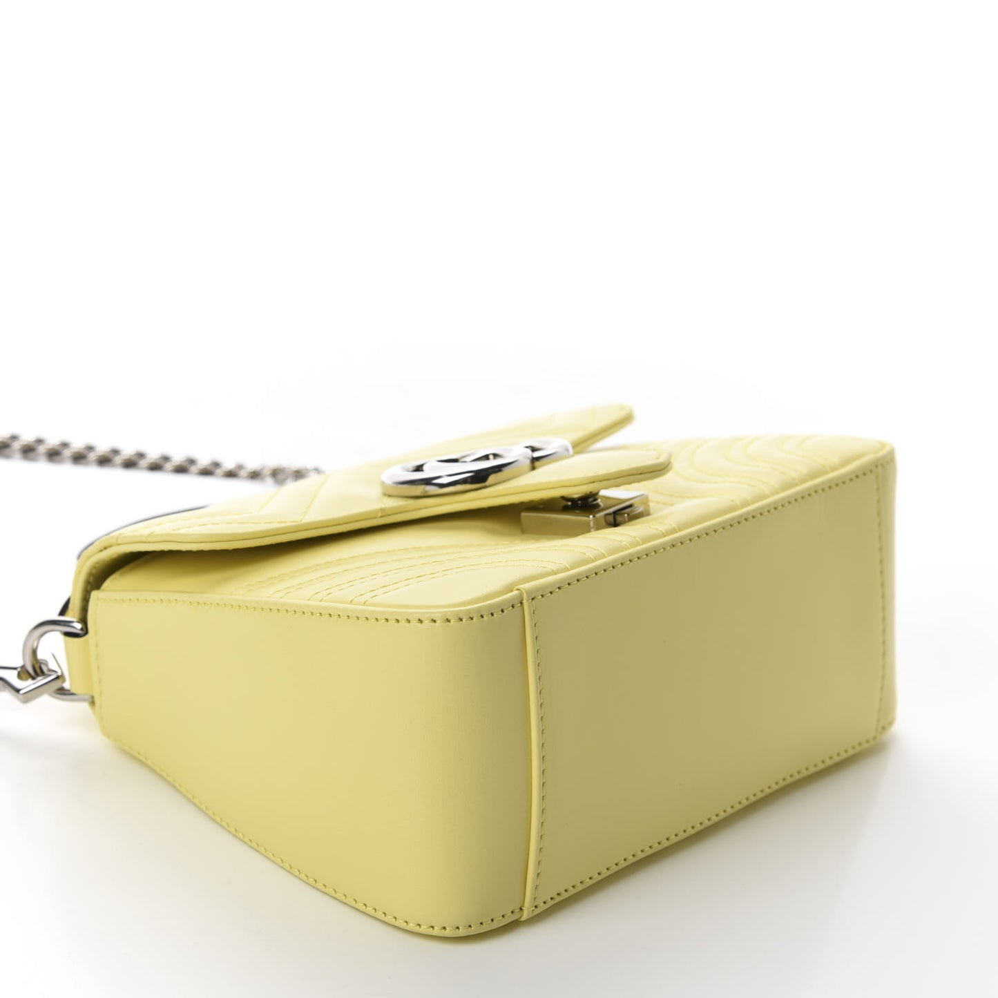 Calfskin Matelasse Mini GG Marmont Top Handle Shoulder Bag Banana