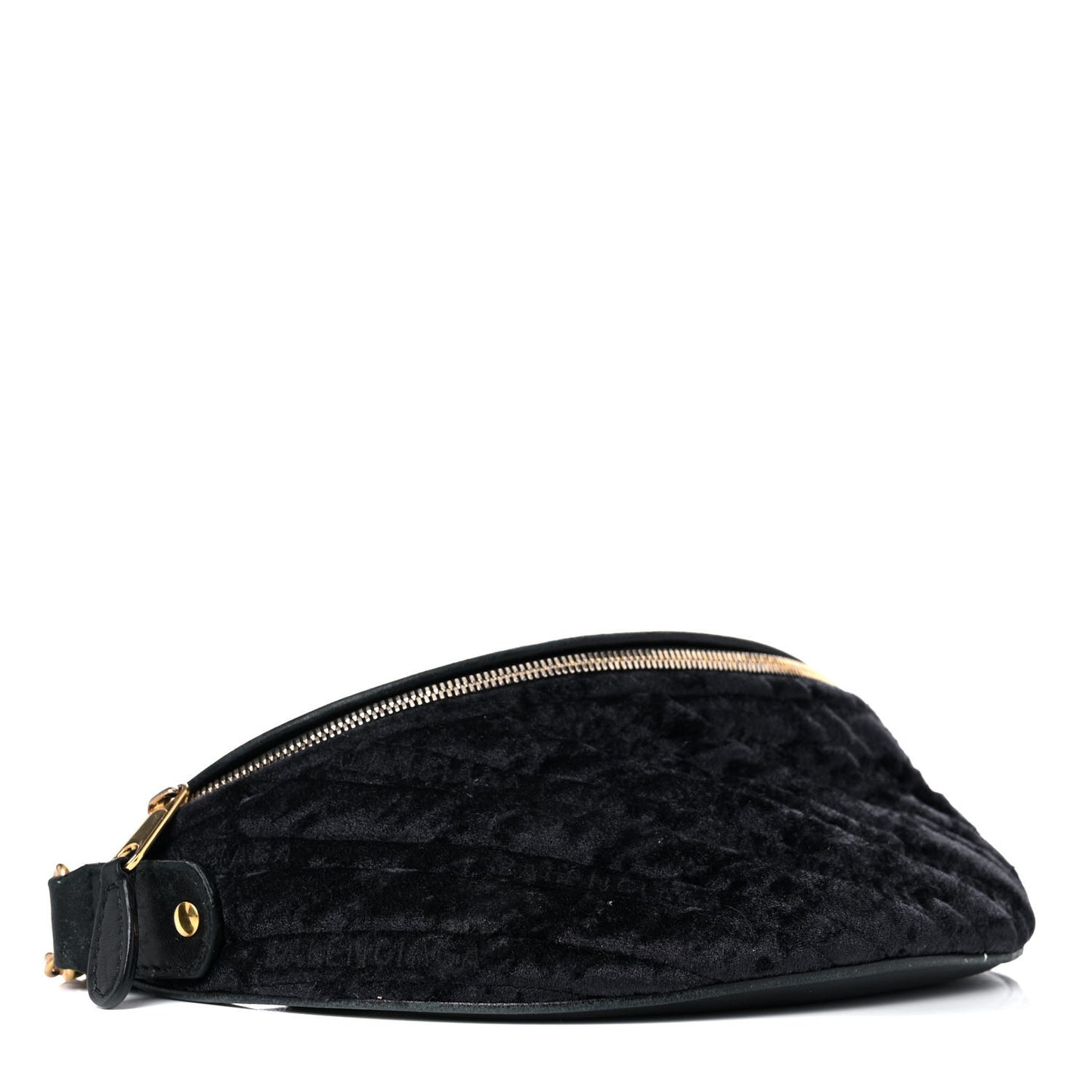 Crushed Velvet Logo Embossed XXS Souvenir Belt Bag Black