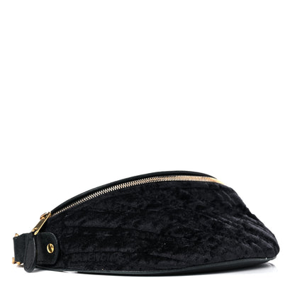 Balenciaga Crushed Velvet Logo Embossed XXS Souvenir Belt Bag Black 4 of 13