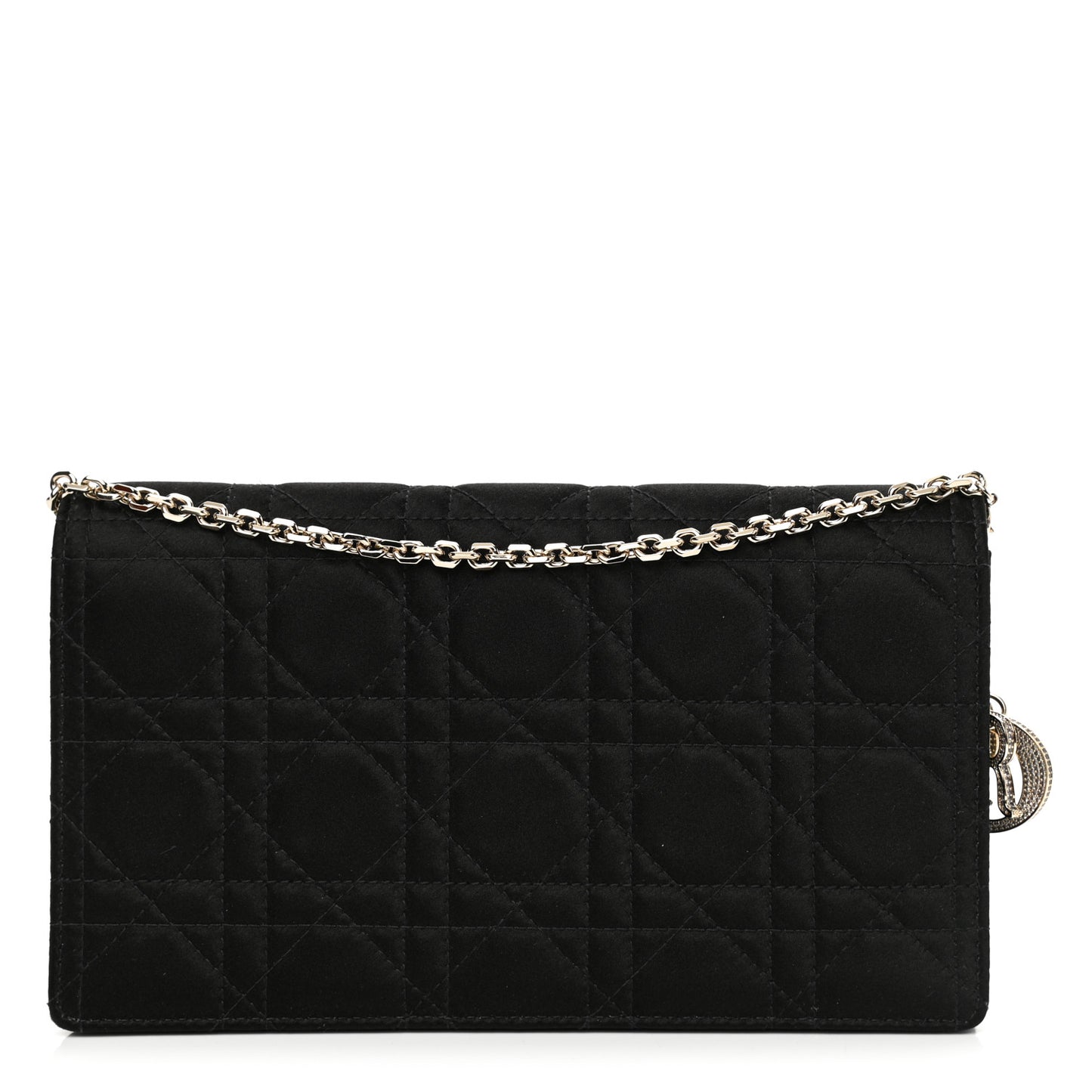 Satin Cannage Lady Dior Clutch Black