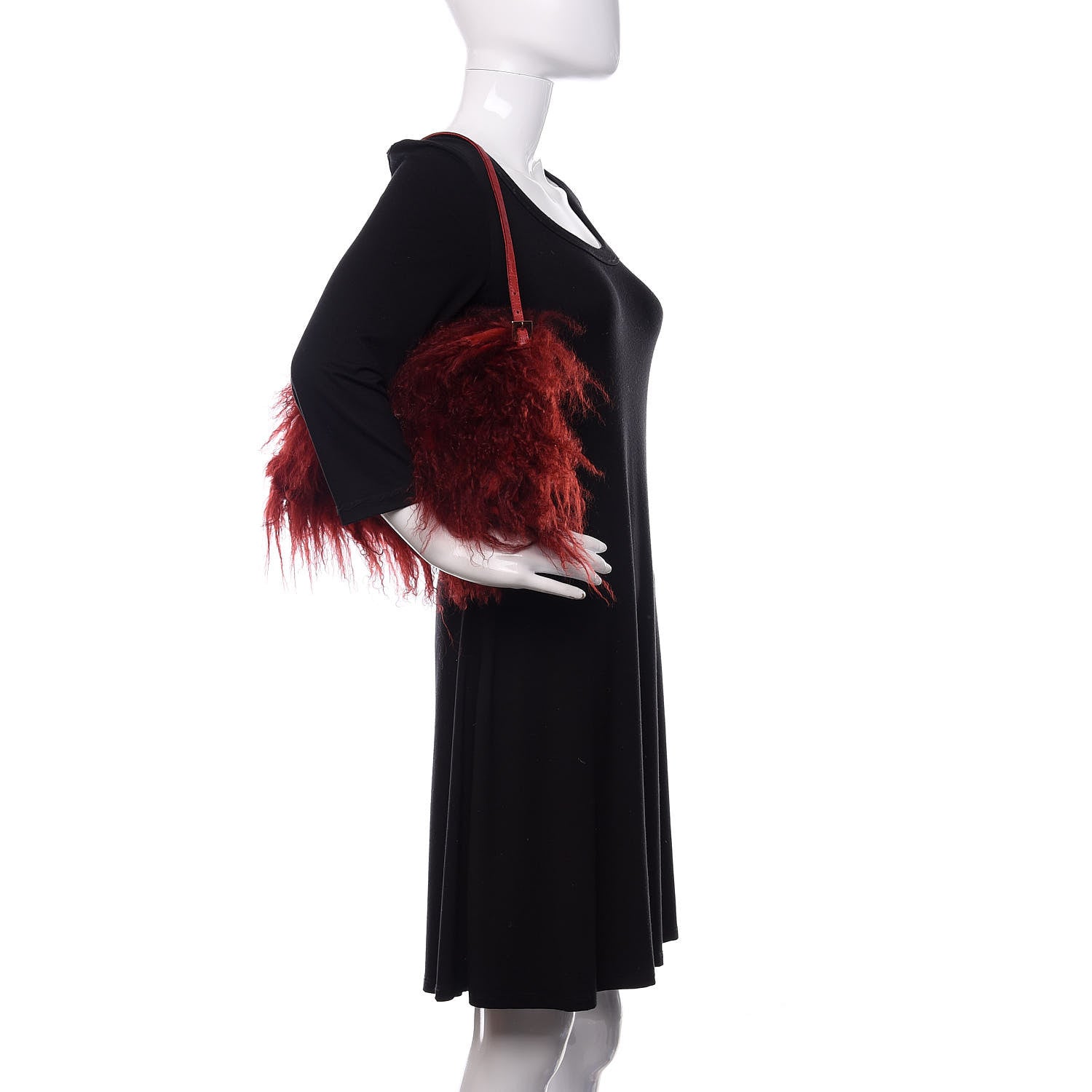 Fendi Fur Crocodile Baguette Rosso 2 of 9