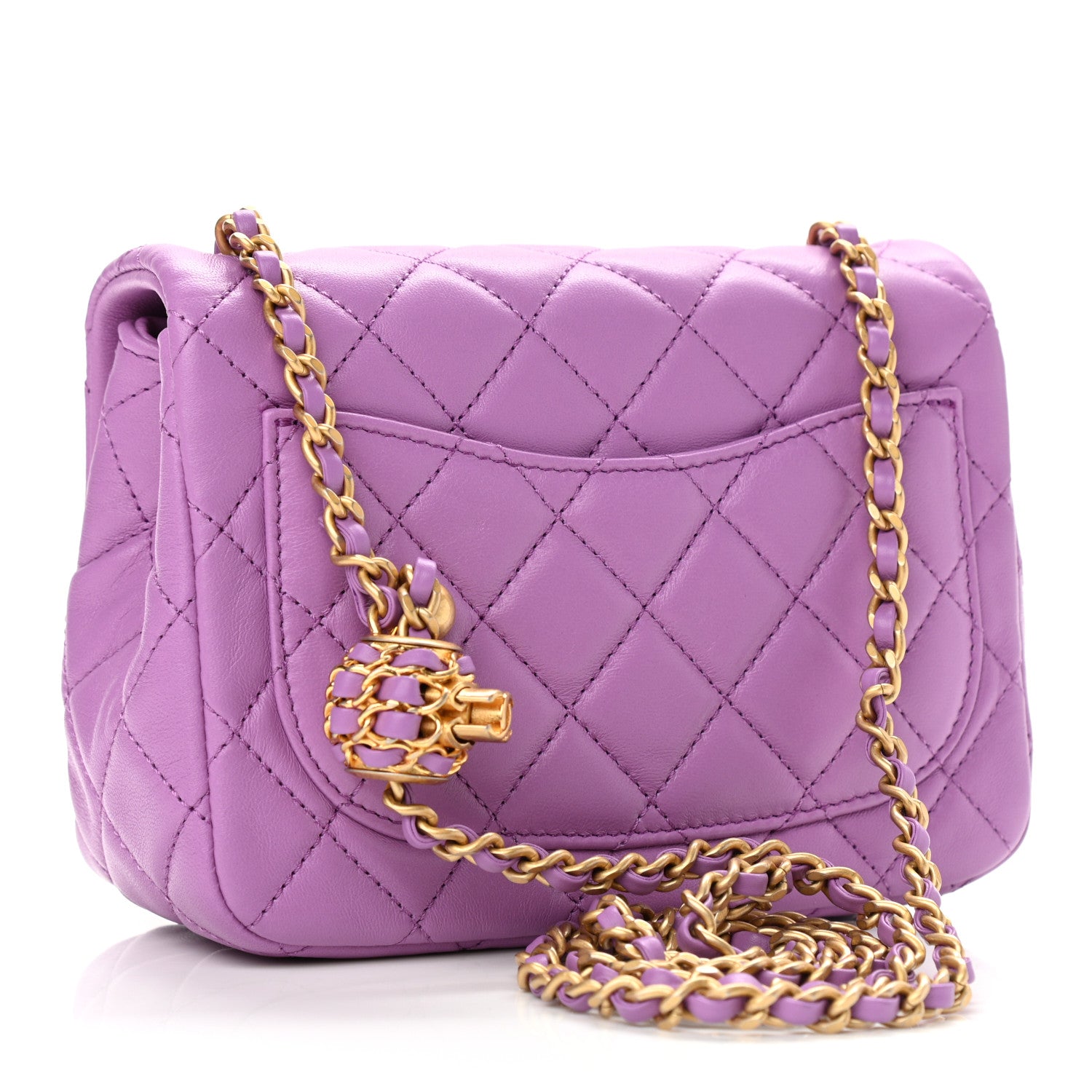 Chanel Lambskin Quilted Mini Pearl Crush Flap Purple 3 of 11