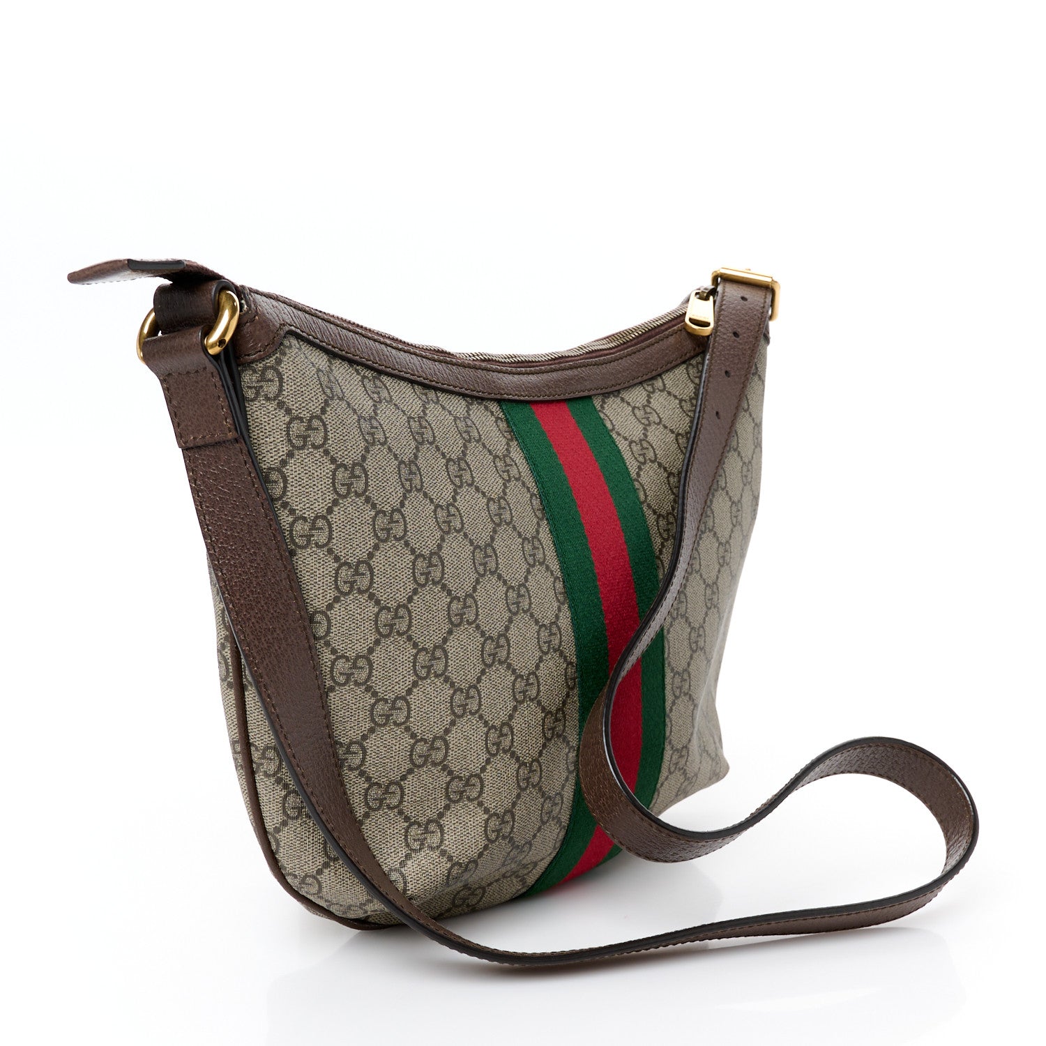 Gucci GG Supreme Monogram Web Small Ophidia Half Moon Hobo Brown 3 of 11