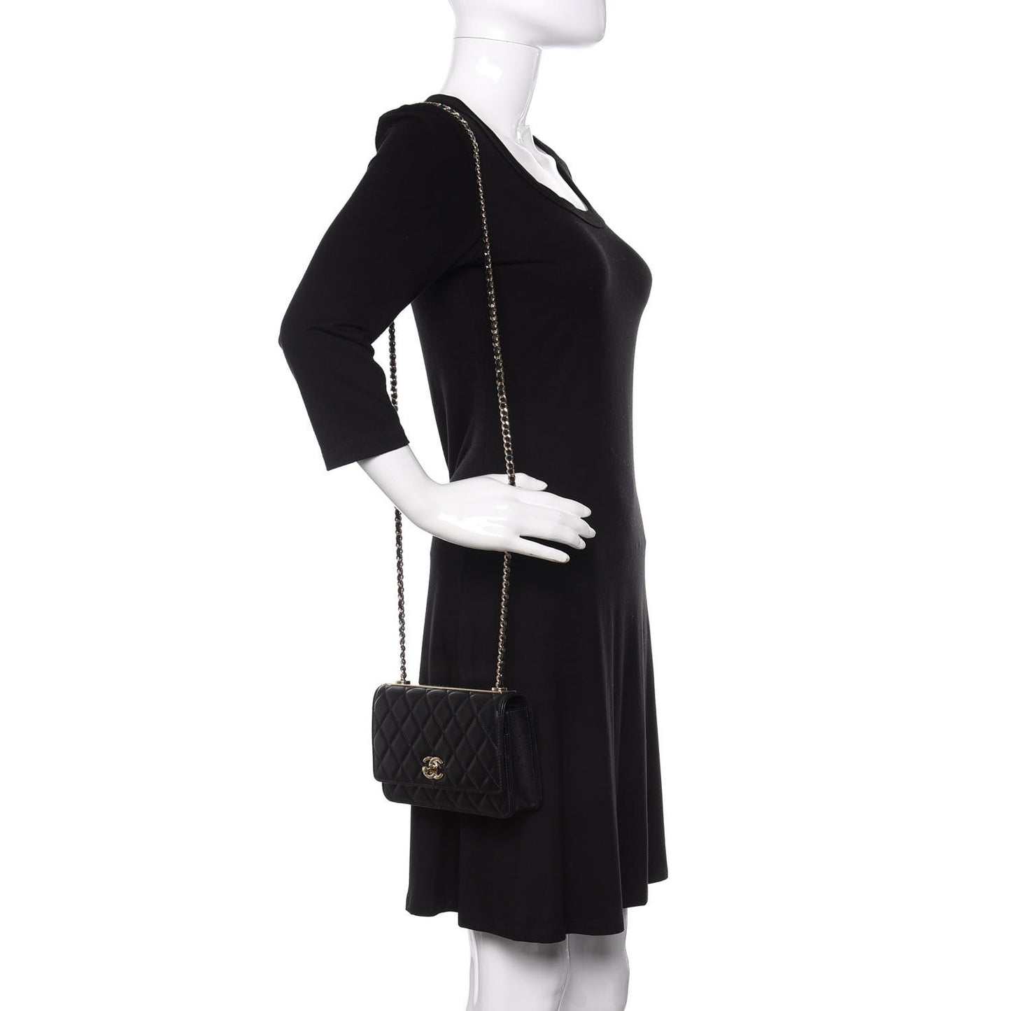 Lambskin Quilted Trendy CC Wallet On Chain WOC Black