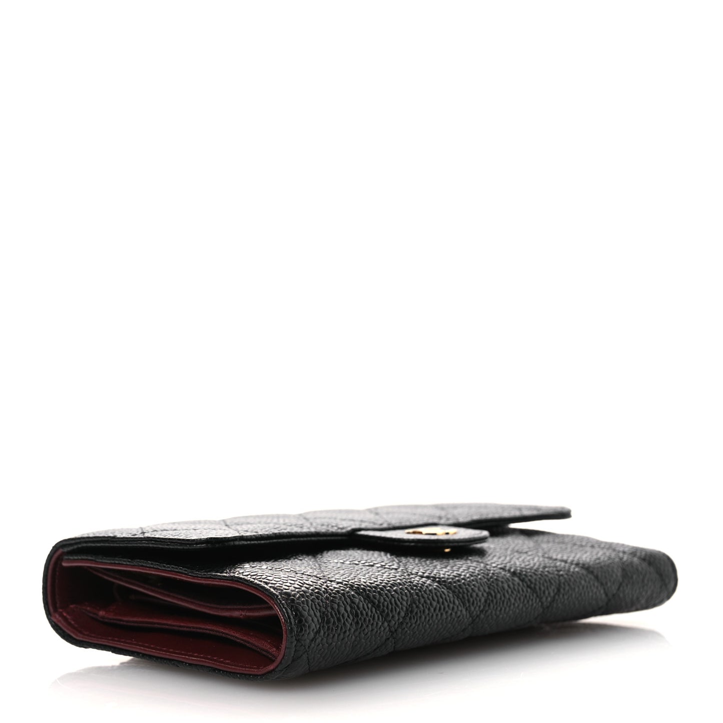 Caviar Quilted Large Flap Wallet Black