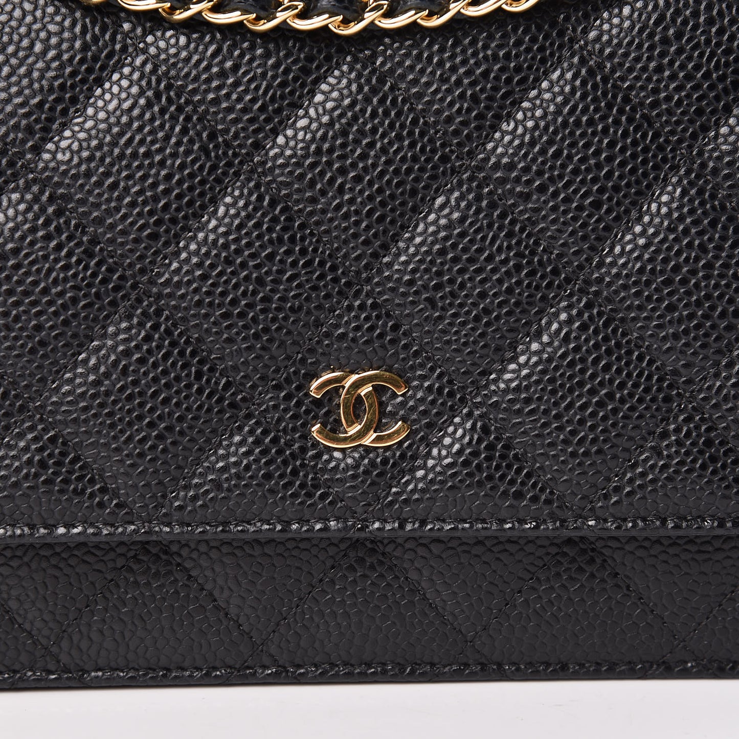 Caviar Quilted Wallet On Chain WOC Black