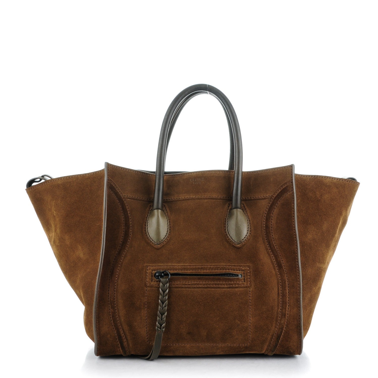 Celine Suede Medium Phantom Luggage Olive 1 of 8