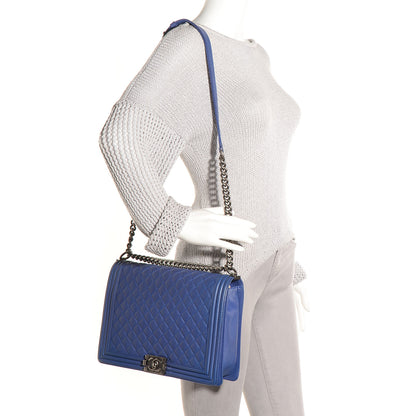 Chanel Lambskin Quilted Large Boy Flap Blue 2 of 9